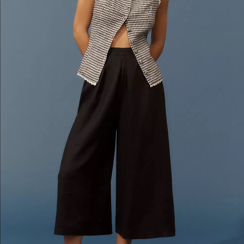 Anthropologie wide leg pleated linen trousers NWT